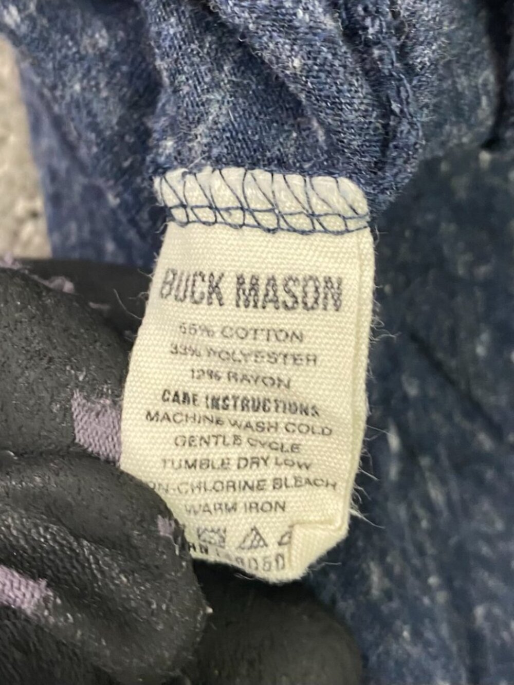 Buck Mason T-Shirt Mens XL Blue Heather Slub Curved Hem Tee Stretch Short Sleeve - Picture 4 of 7